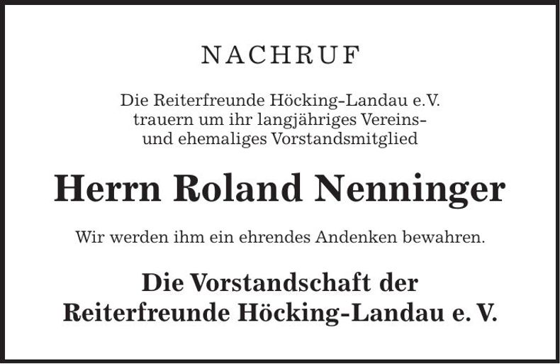 Traueranzeige Roland Nenninger