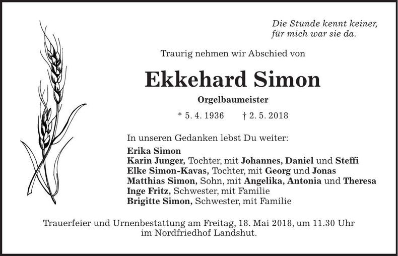 Traueranzeige Ekkehard Simon