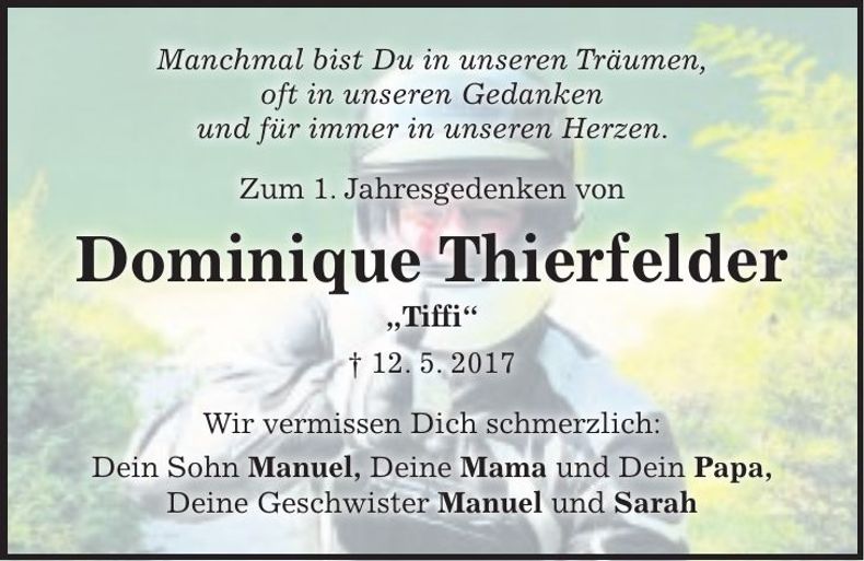 Traueranzeige Thierfelder Doninique
