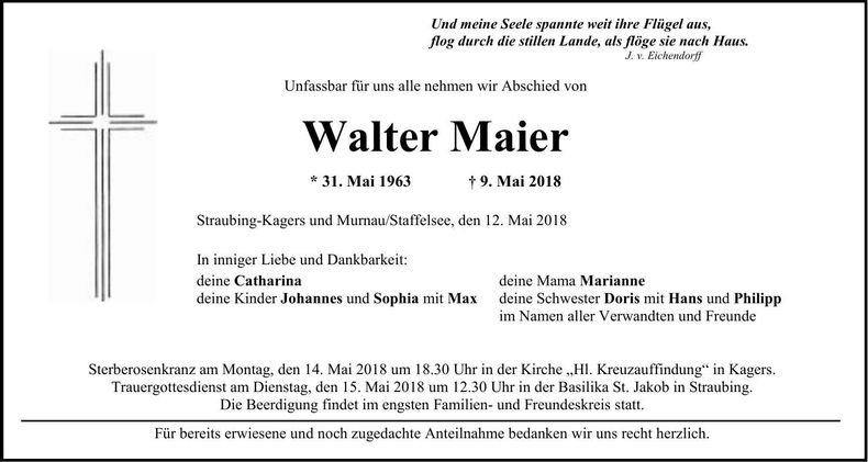 Traueranzeige Walter Maier