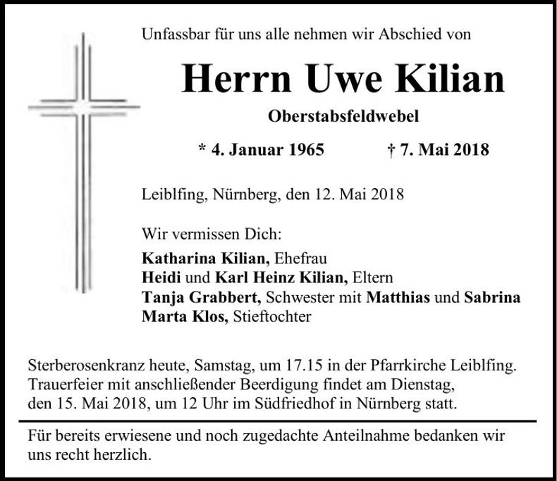 Traueranzeige Uwe Kilian
