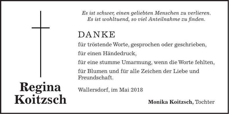 Traueranzeige Regina Koitzsch