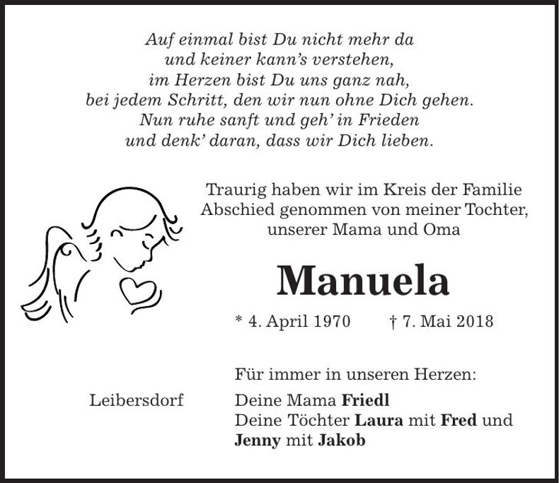 Traueranzeige Manuela 