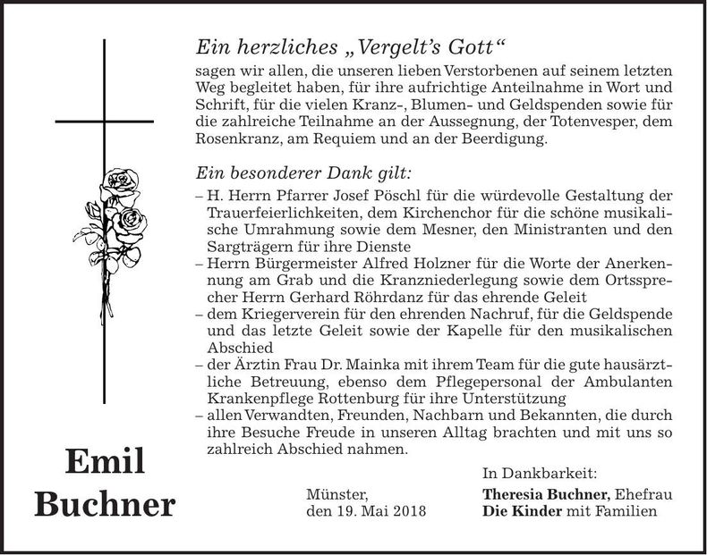 Traueranzeige Emil Buchner