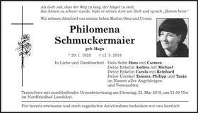 Traueranzeige Philomena Schmuckermaier