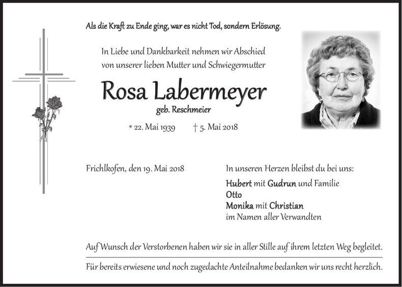 Traueranzeige Rosa Labermeyer