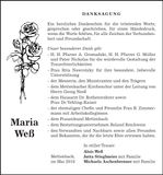 Traueranzeige Maria Weß