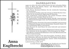 Traueranzeige Anna Englbrecht