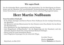Traueranzeige Martin Nußbaum