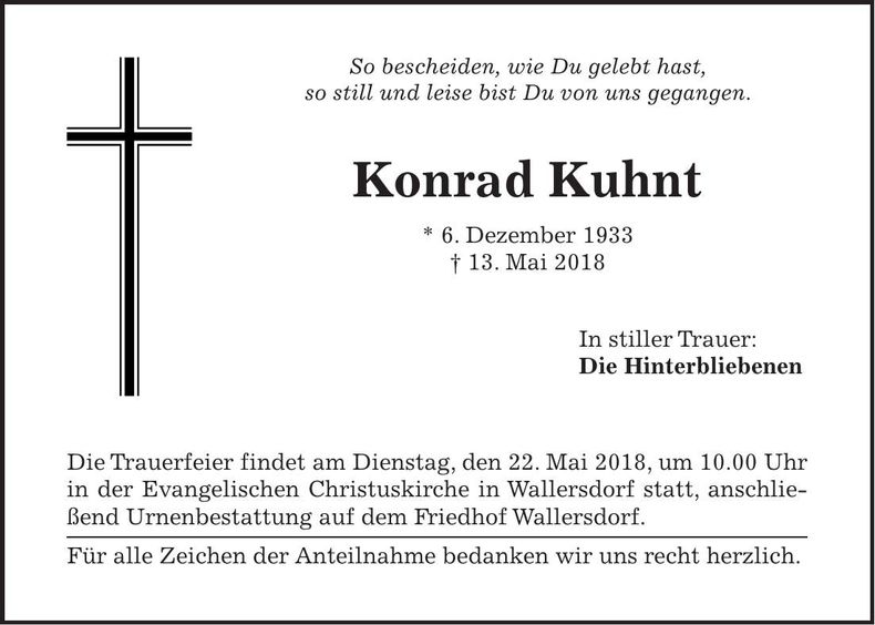 Traueranzeige Konrad Kuhnt