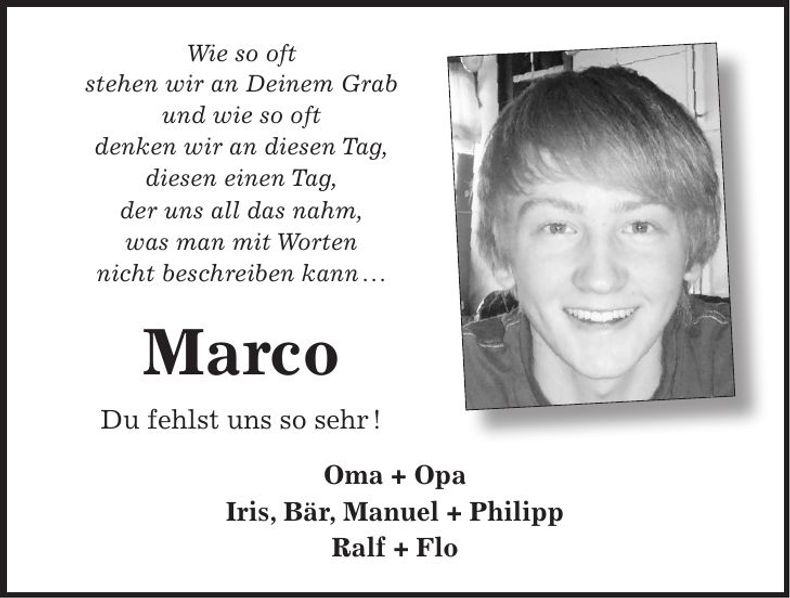 Traueranzeige Marco Gangkofner