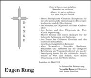 Traueranzeige Eugen Rung
