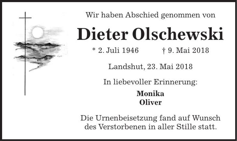 Traueranzeige Dieter Olschewski