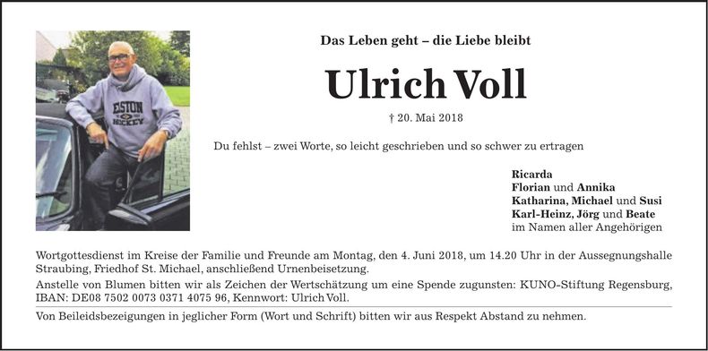 Traueranzeige Ulrich Voll