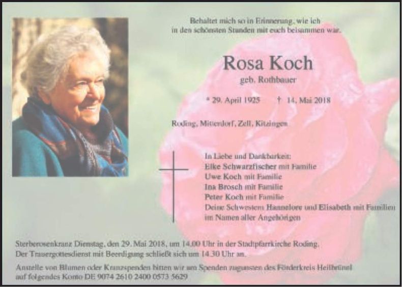 Traueranzeige Rosa Koch