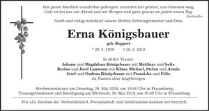 Traueranzeige Erna Königsbauer