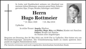 Traueranzeige Hugo Rottmeier