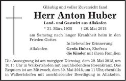 Traueranzeige Anton Huber