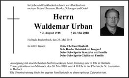 Traueranzeige Waldemar Urban