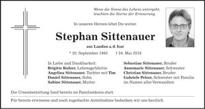 Traueranzeige Stephan Sittenauer