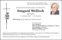 Traueranzeige Irmgard Wellisch