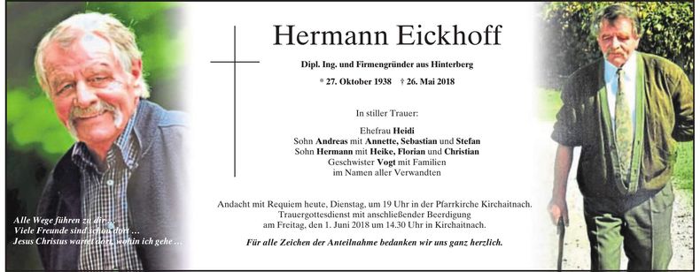 Traueranzeige Eickhoff Hermann