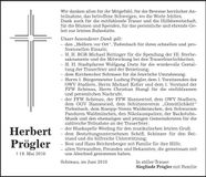 Traueranzeige Herbert Prögler
