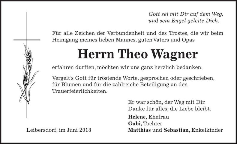 Traueranzeige Theo Wagner