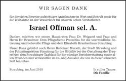 Traueranzeige Israel Offman
