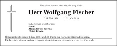 Traueranzeige Wolfgang Fischer
