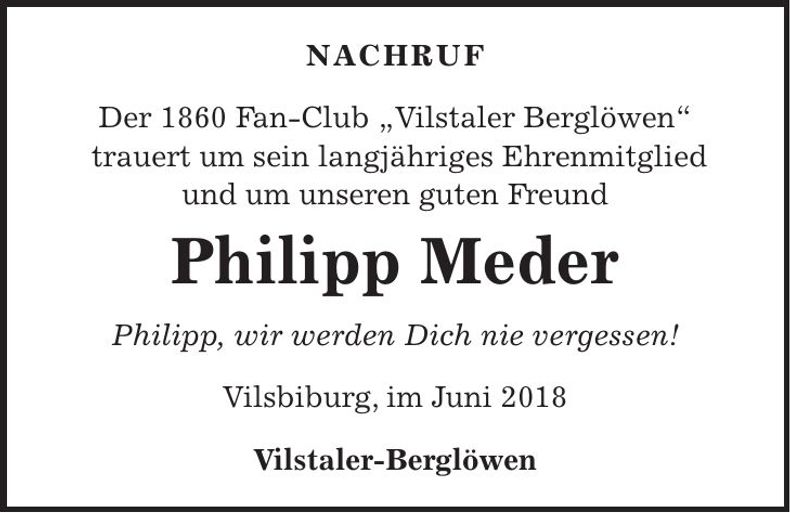 Traueranzeige Philipp Meder