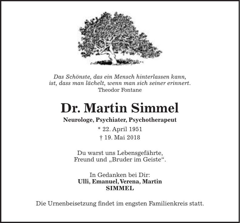 Traueranzeige Martin Simmel