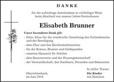 Traueranzeige Elisabeth Brunner