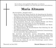 Traueranzeige Maria Altmann