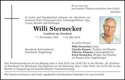 Traueranzeige Willi Sternecker