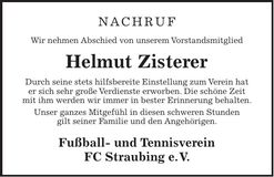 Traueranzeige Helmut Zisterer