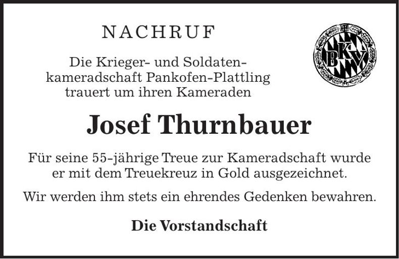 Traueranzeige Josef Thurnbauer