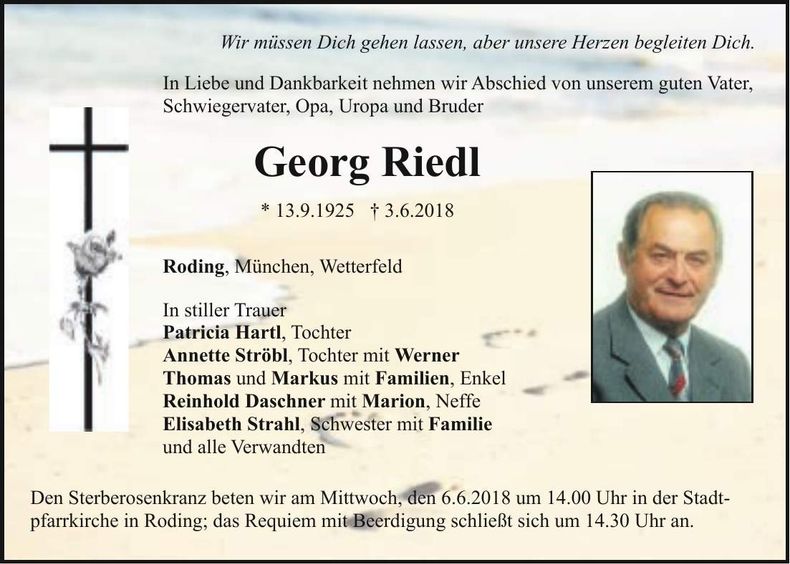Traueranzeige Georg Riedl