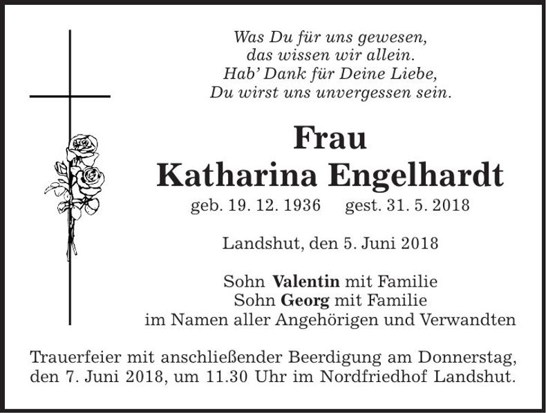 Traueranzeige Katharina Engelhardt