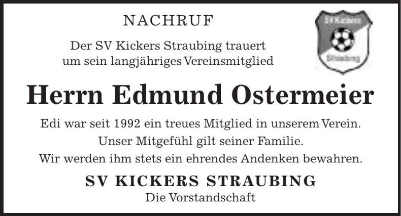 Traueranzeige Edmund Ostermeier