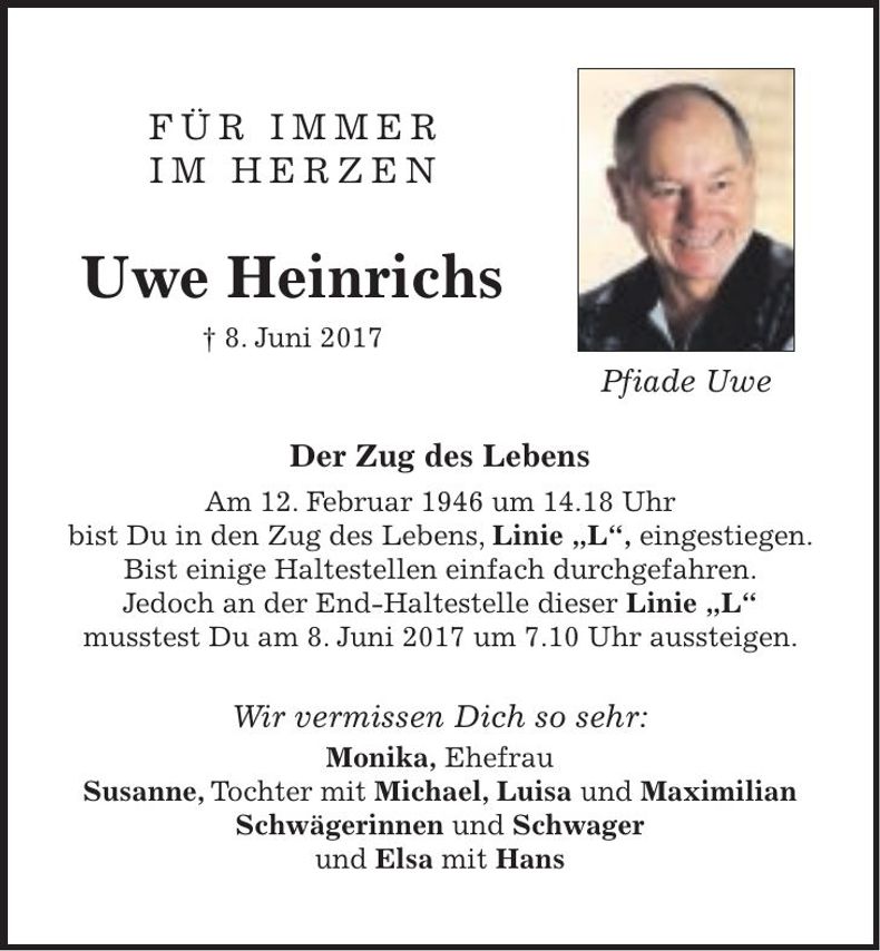 Traueranzeige Uwe Heinrichs