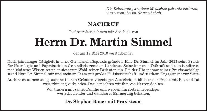 Traueranzeige Martin Simmel