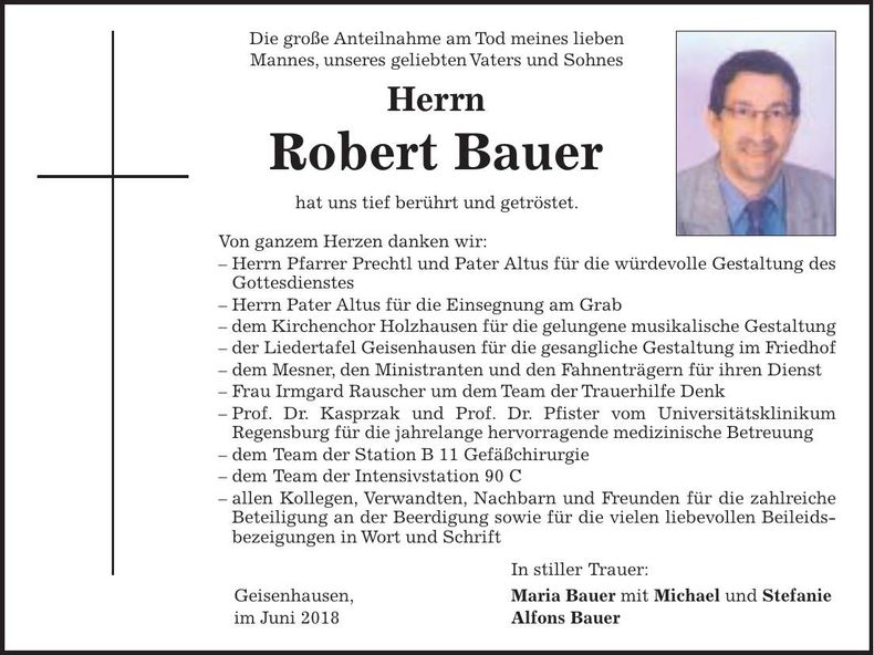 Traueranzeige Robert Bauer