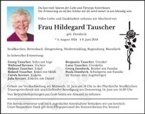 Traueranzeige Hildegard Tauscher