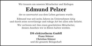 Traueranzeige Edmund Pelzer
