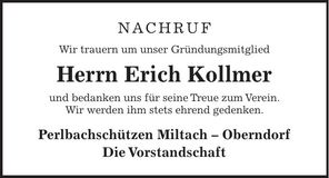 Traueranzeige Erich Kollmer