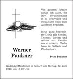 Traueranzeige Werner Paukner