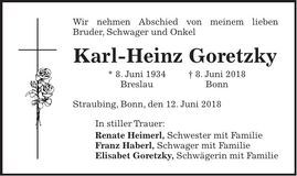 Traueranzeige Karl-Heinz Goretzky