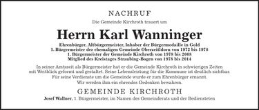 Traueranzeige Karl Wanninger