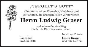 Traueranzeige Ludwig Graser